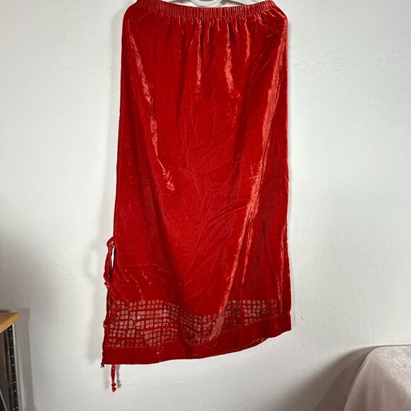 Blue Fish Womens Velvet Tunic Top & Maxi Skirt Set Size 1 Red Art to Wear - Picture 14 of 16